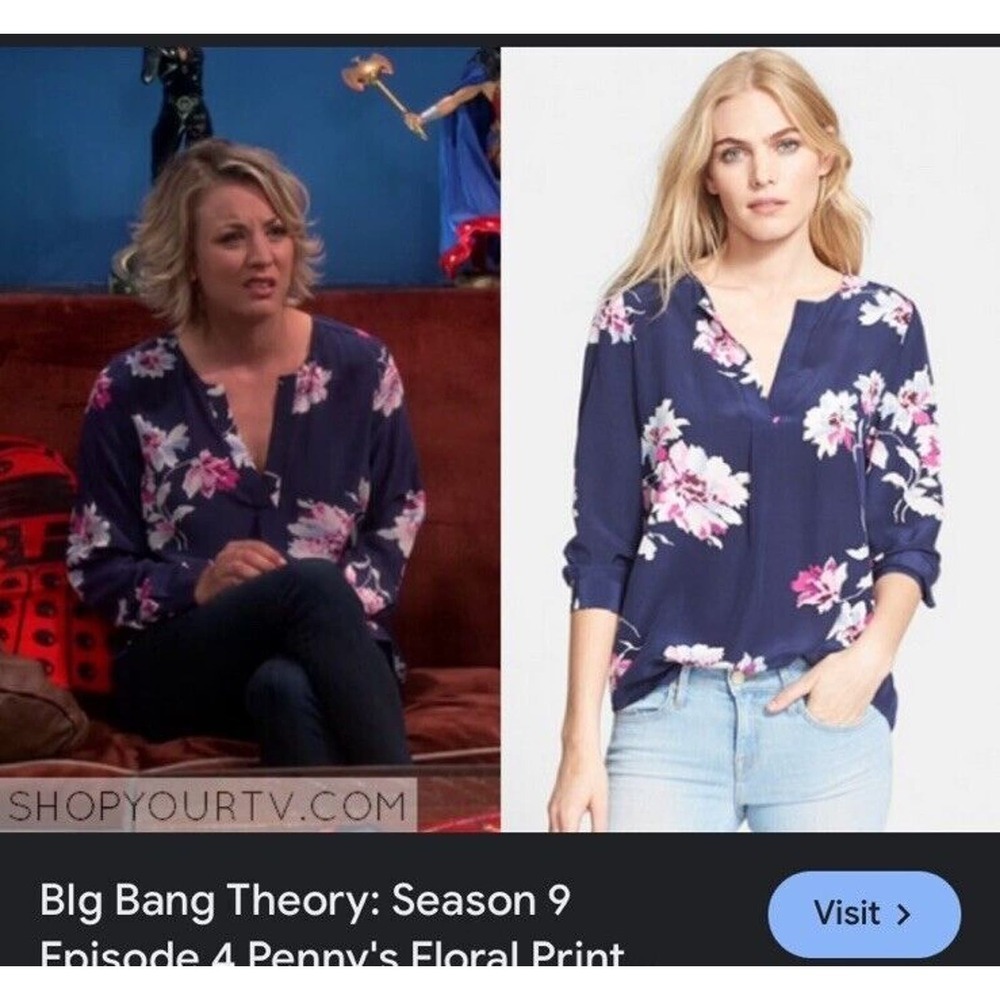 Joie Michi Floral 100% Silk Blue Multicolor Blouse Top XS Top fall classic